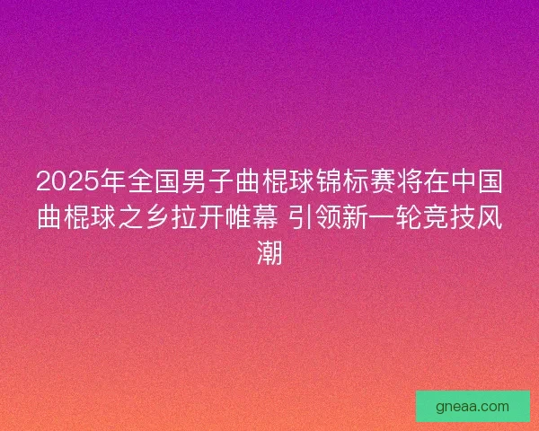 2025年全国男子曲棍球锦标赛将在中国曲棍球之乡拉开帷幕 引领新一轮竞技风潮